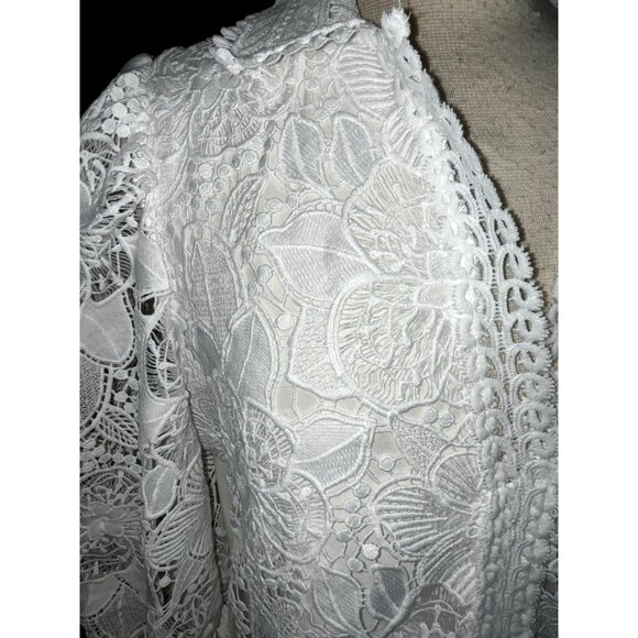 NEW Boston Proper White Lace Peplum Blouse Top Skirted Lined Crochet Size XL - Picture 5 of 10